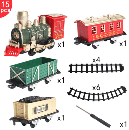 Children's small train track toys electric lights music